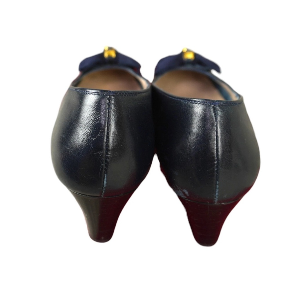 Salvatore Ferragamo Blue Patent Leather Vara Bow Heels Sz 9.5 A2 Made In Italy - Picture 6 of 15